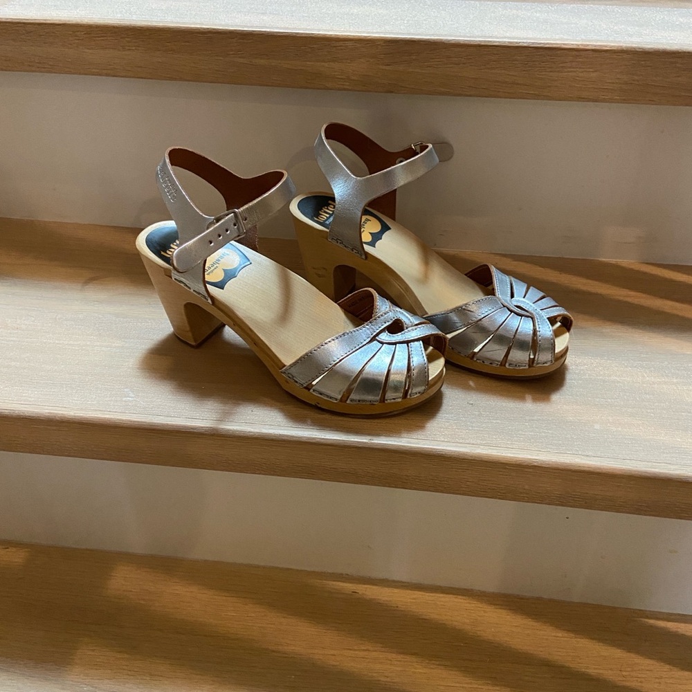 Dressy Silver Clog Sandals